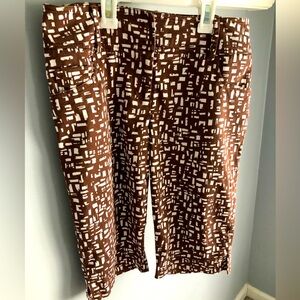 Brown and White Patterned capri pants